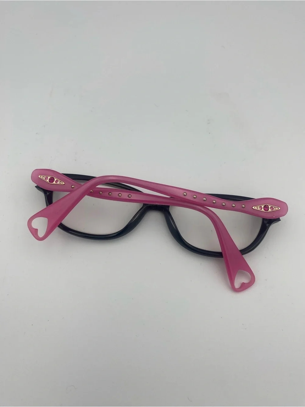 Betsey Johnson Black and Pink Reading Glasses with Pink Metallic Case